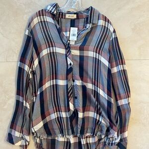 Bella dahl plaid button down NEW WITH TAGS